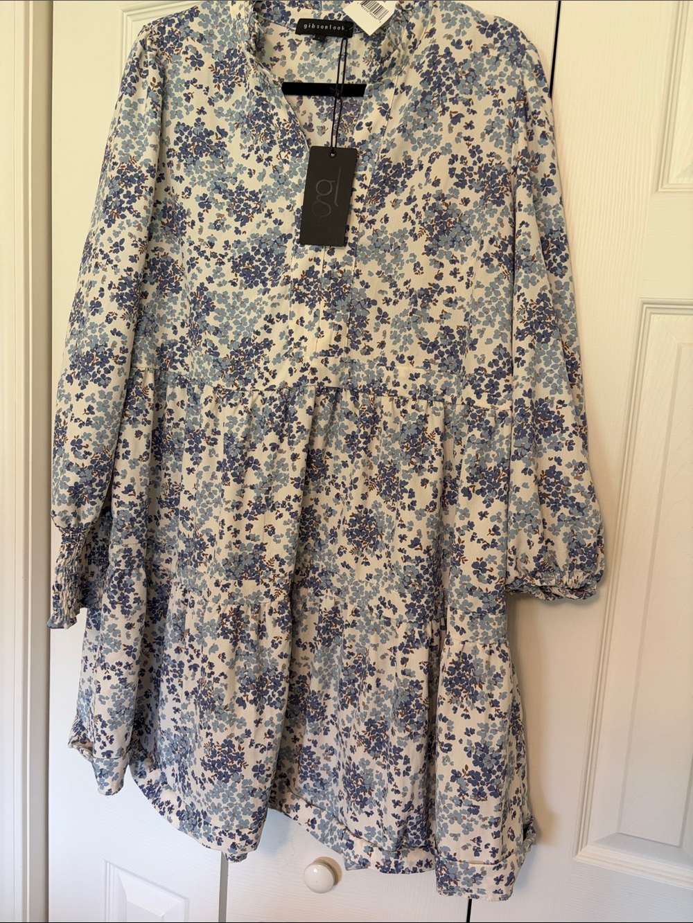 Womens Gibsonlook blue floral tiered dress